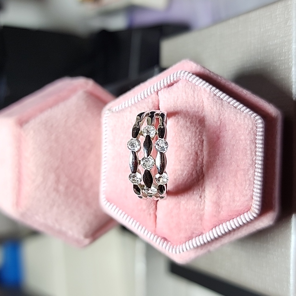 Pretty Sterling Silver & CZ Band Ring - Picture 10 of 10